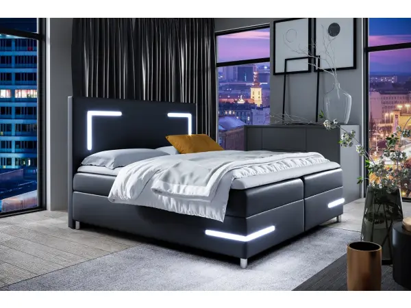 PRATO K18 łóżko kontynentalne LED 160x200 z pojemnikiem